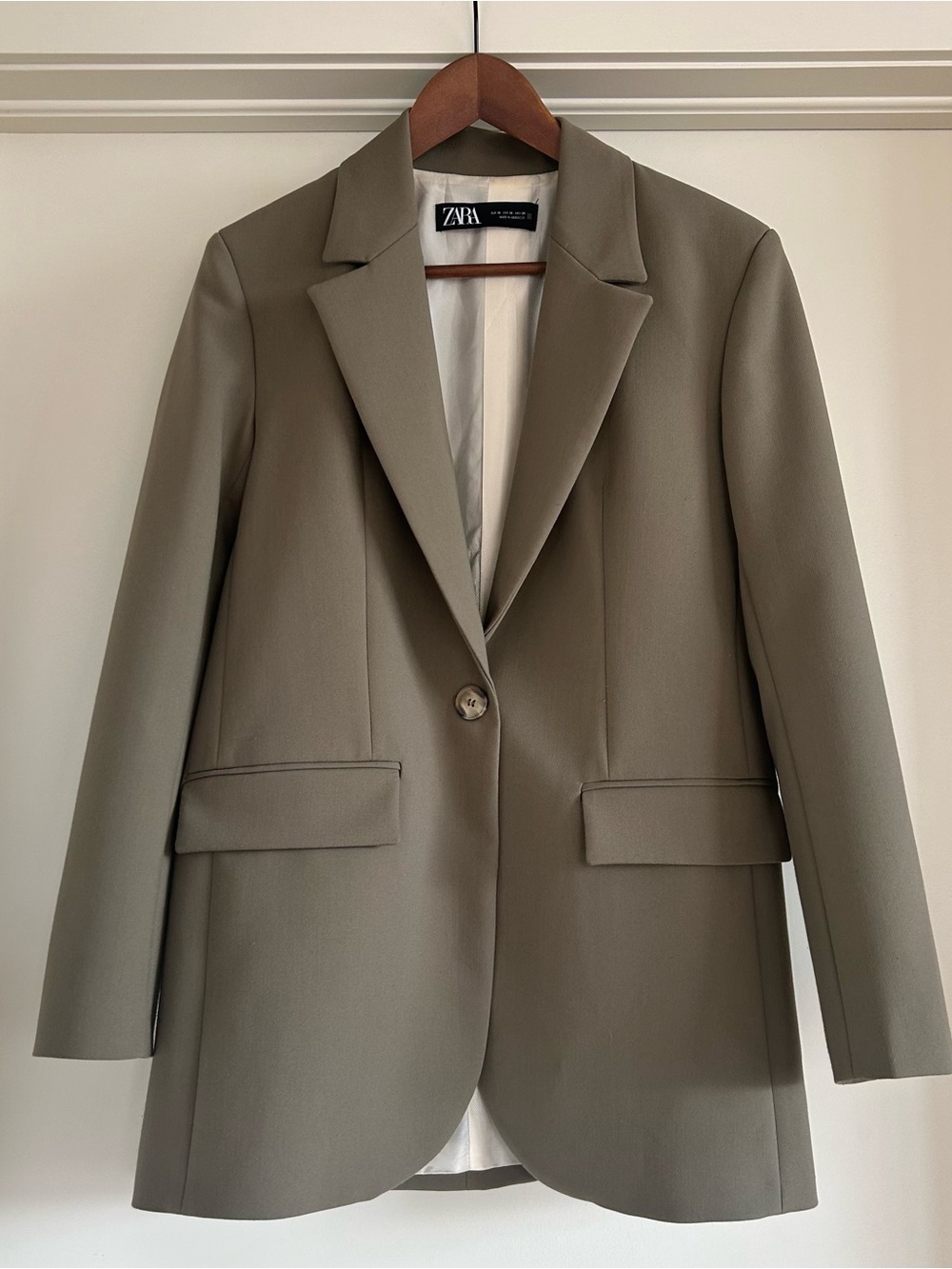 Zara Taupe Single-Button Tailored Blazer
